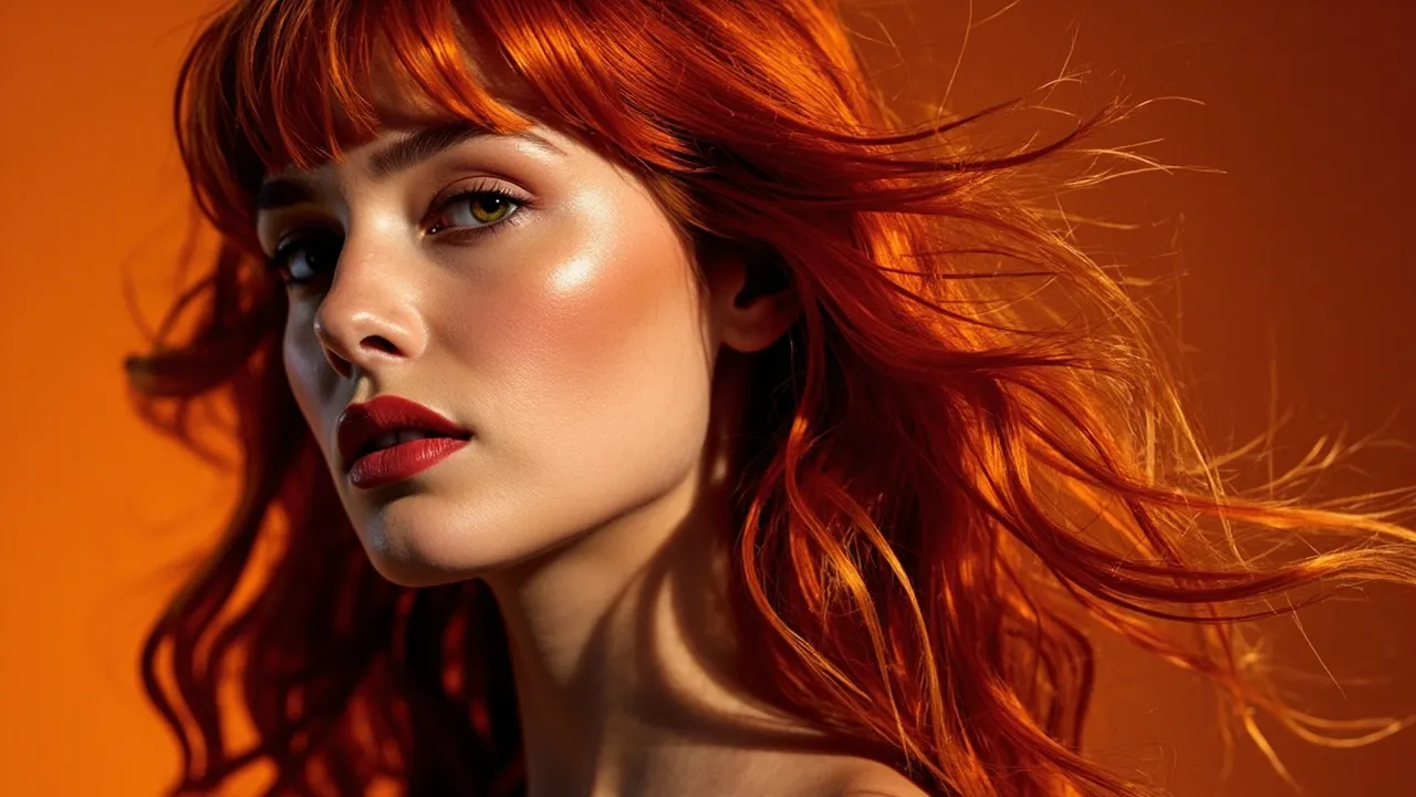 Glänzendes Balayage-Farbergebnis, editorial Fashion-Aufnahme